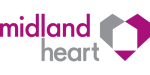 Logo featuring heart and geometric shapes